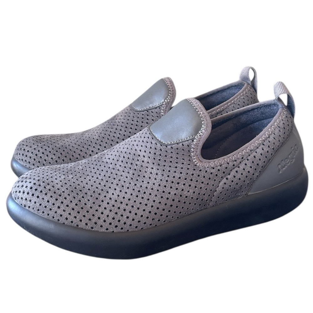 Alegria Eden‎ Gray Perforated Suede Slip On Loafer Size 39